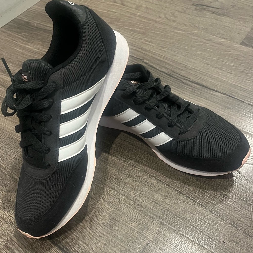Adidas Women's Black and White Striped Sneakers